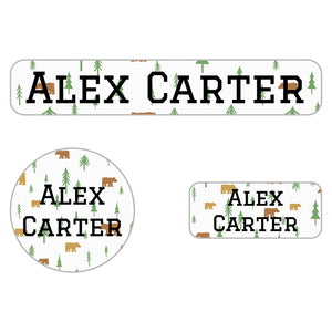 kids' combo pack of iron-on name labels - bear light gray