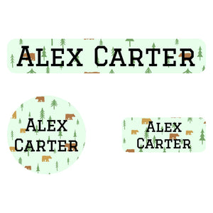 kids' combo pack of iron-on name labels - bear light green