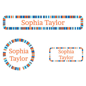 kids iron-on clothing labels value pack in confetti orange splash