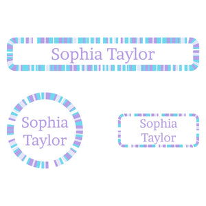 kids iron-on clothing labels value pack in confetti salt water taffy