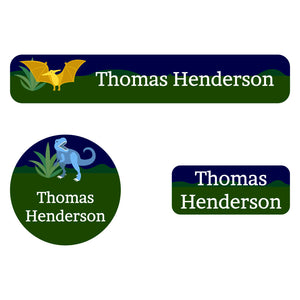 iron-on labels pack dinosaurs dark green