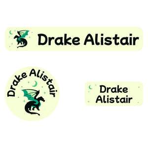 iron-on clothing labels pack dragon green