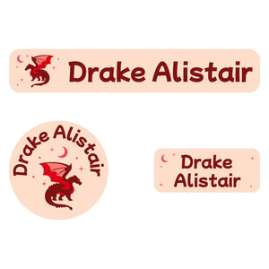 iron-on clothing labels pack dragon red