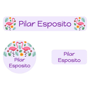 flamingo light purple iron-on clothing labels pack
