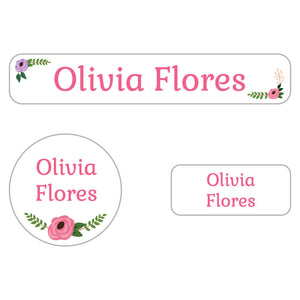 iron-on clothing labels pack floral white