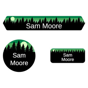 forest sky green iron-on clothing labels pack