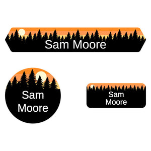 forest sky orange iron-on clothing labels pack