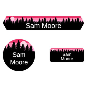 forest sky pink iron-on clothing labels pack