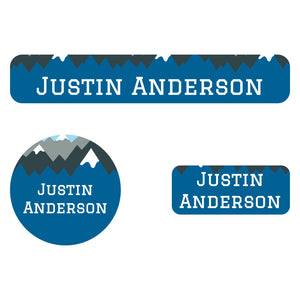 Mountain top blue iron-on clothing labels pack