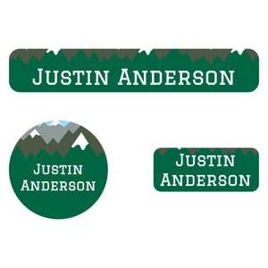 Mountain top green iron-on clothing labels pack