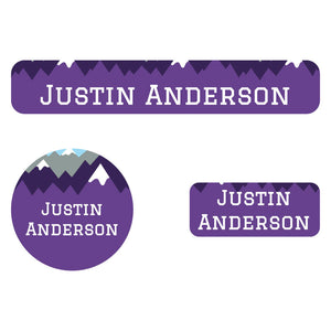 Mountain top purple iron-on clothing labels pack
