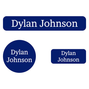 one color indigo iron-on clothing labels pack