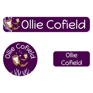 iron-on clothing labels pack otter dark purple