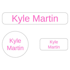 simple bright pink iron-on clothing labels pack