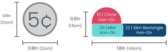 Name Bubbles iron-on clothing labels pack size comparison chart