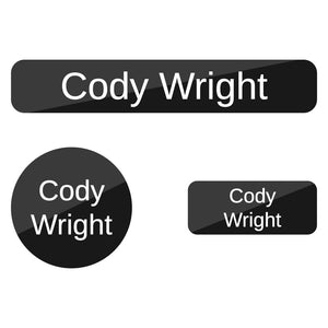 split black iron-on clothing labels pack