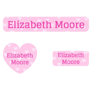 sweetheart pink iron-on clothing labels pack