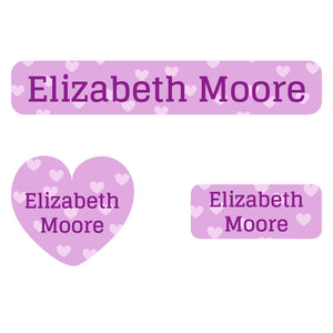 sweetheart purple iron-on clothing labels pack