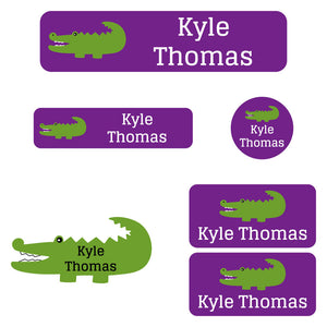 kindergarten labels pack allligator purple