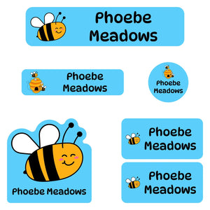 kindergarten labels pack bee blue