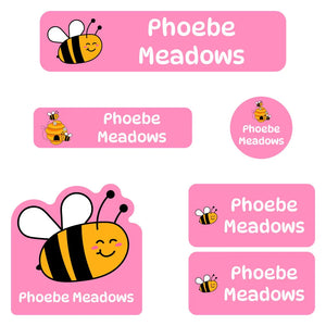 kindergarten labels pack bee pink