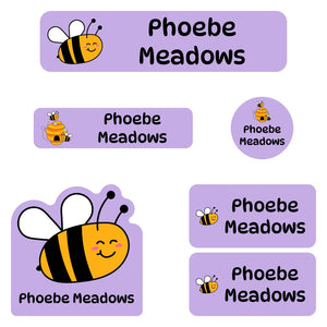 kindergarten labels pack bee purple
