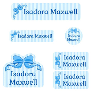 kindergarten labels pack bow blue
