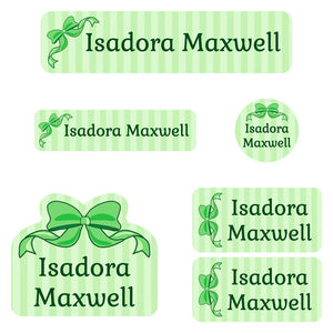 kindergarten labels pack bow green