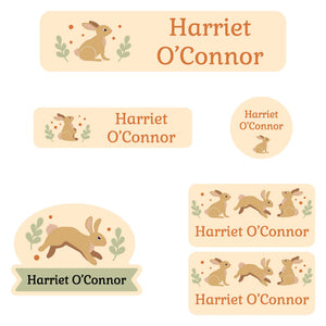 kindergarten labels pack bunny cream