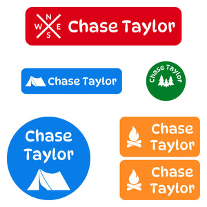 kindergarten labels pack campsite elementary