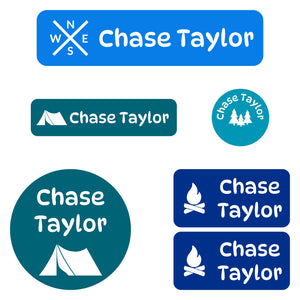 kindergarten labels pack campsite ocean blue