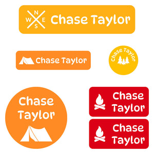 kindergarten labels pack campsite sunrise