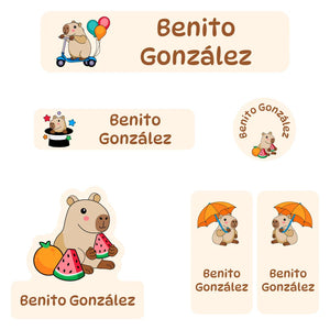 kindergarten labels pack capybara cream