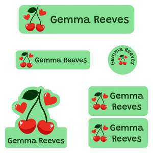 kindergarten labels pack cherries solid green