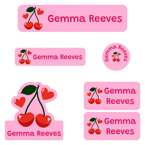kindergarten labels pack cherries solid pink