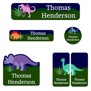 kindergarten labels pack dinosaurs dark green