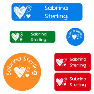 kindergarten labels pack doodle hearts elementary