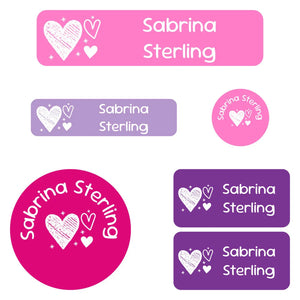 kindergarten labels pack doodle hearts fairy princess