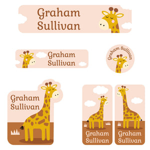 kindergarten labels pack giraffe eucalyptus tan