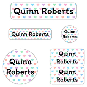 kids name labels for kindergarten in hearts new rainbow