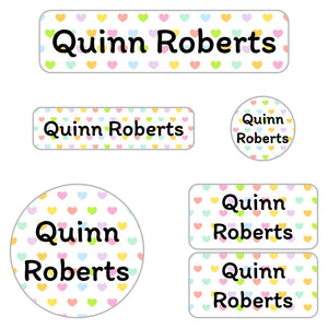 kids name labels for kindergarten in hearts original rainbow