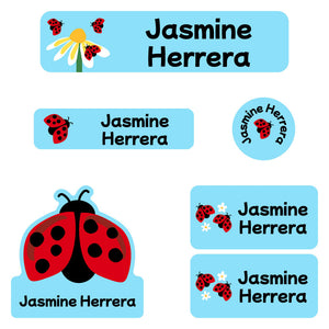 kindergarten labels pack ladybug sky blue