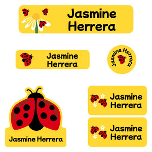 kindergarten labels pack ladybug yellow