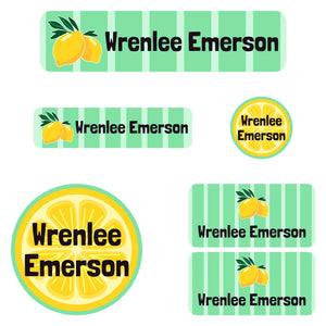 kindergarten name labels lemons green
