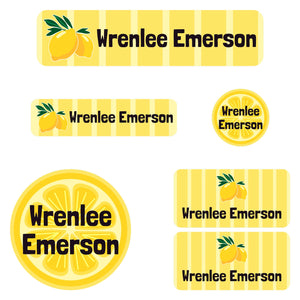 kindergarten name labels lemons yellow