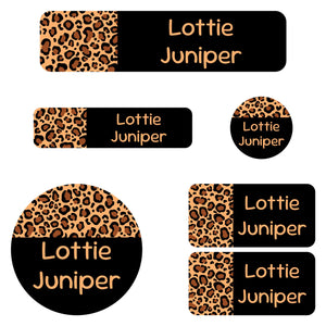 kindergarten name labels leopard print classic