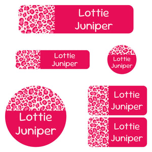 kindergarten name labels leopard print pink
