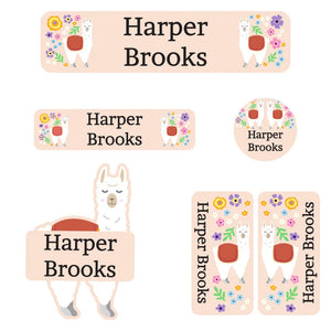 kindergarten labels pack for kids llama cream