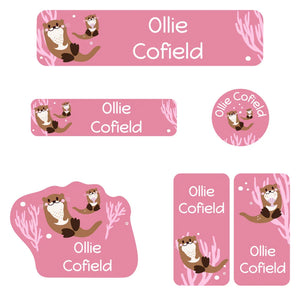 kindergarten labels pack otter muted pink