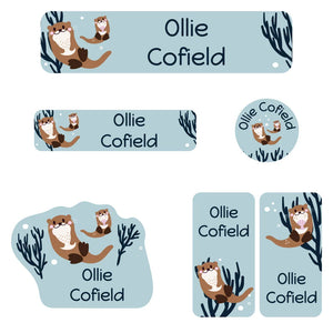 kindergarten labels pack otter powder blue